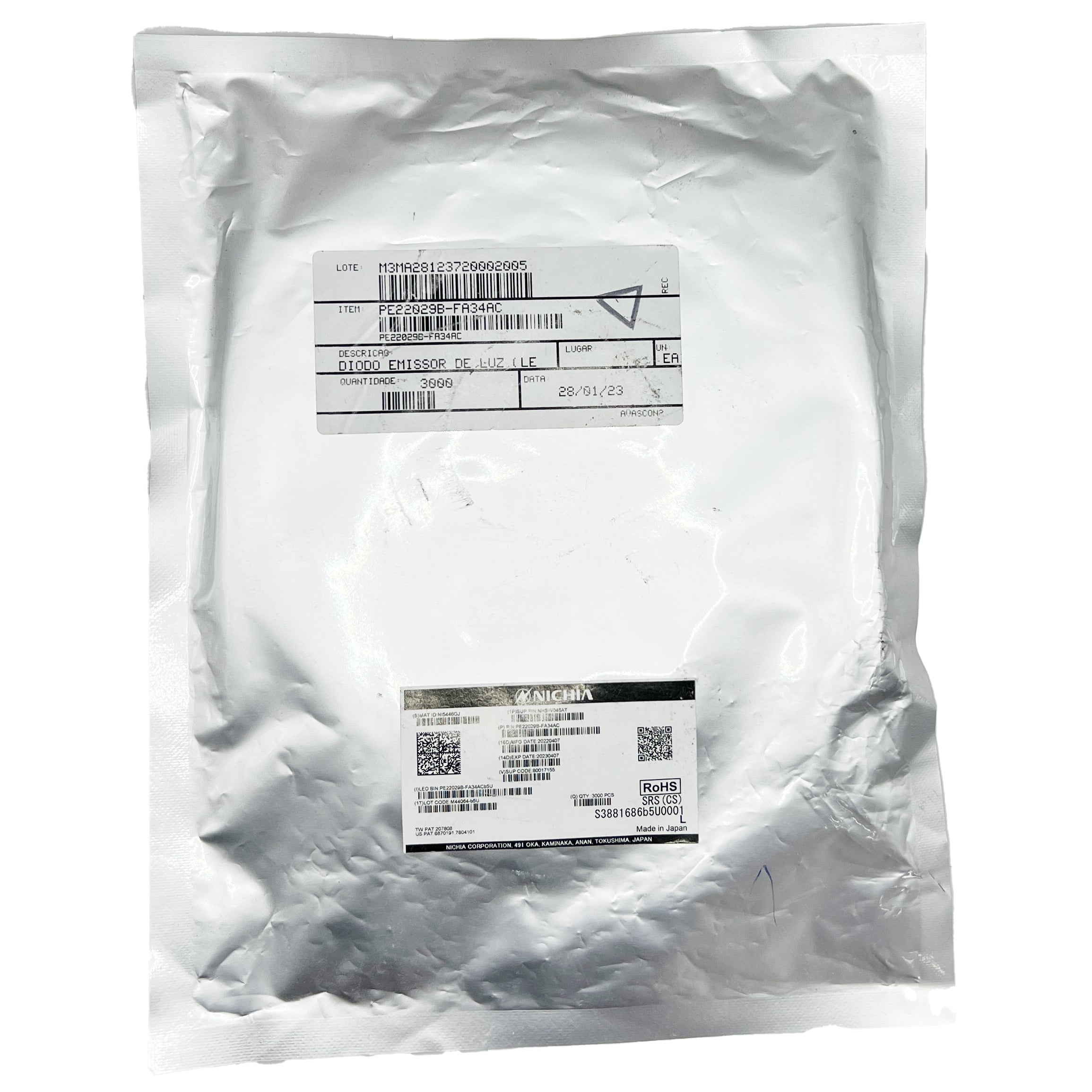 LED PLCC 2 SMD NHSW046AT Branco 2,9V Nichia 3.000 pcs