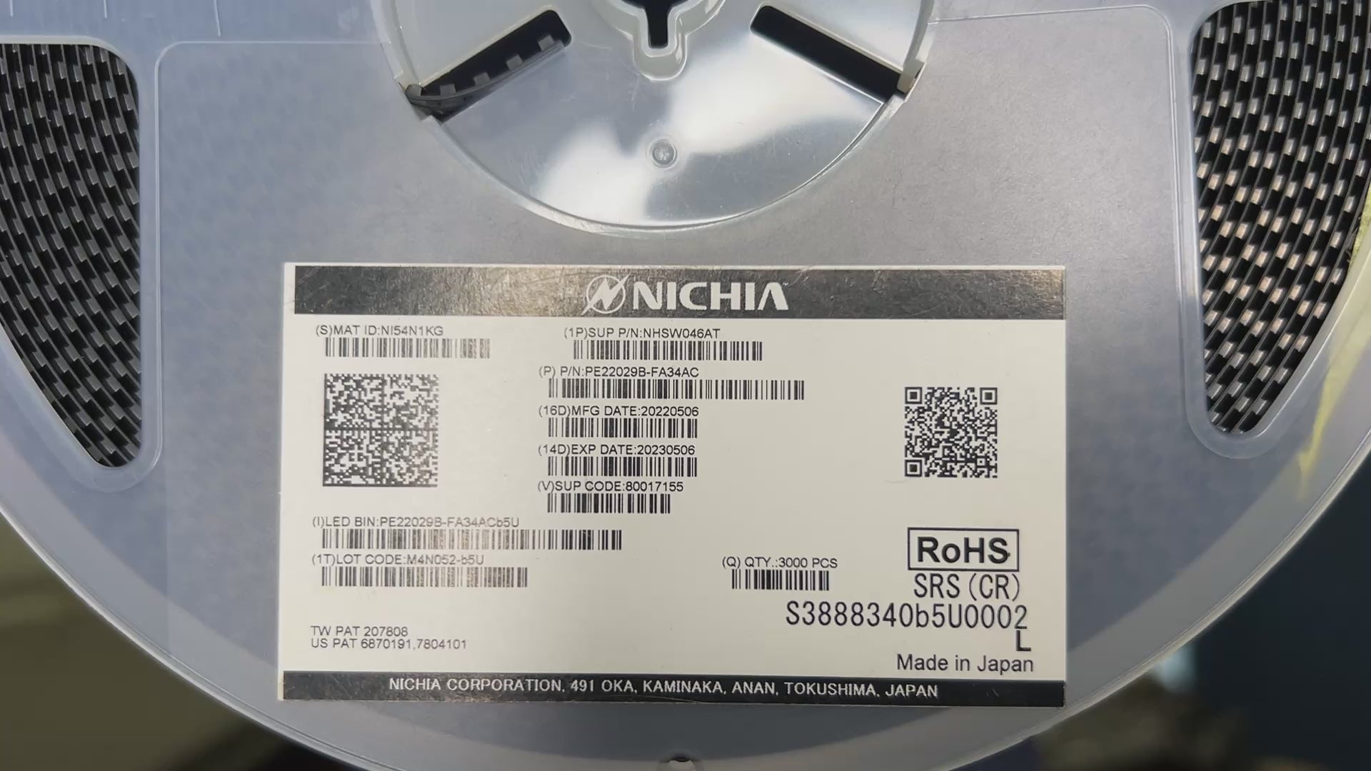 LED PLCC 2 SMD NHSW046AT Branco 2,9V Nichia 3.000 pcs