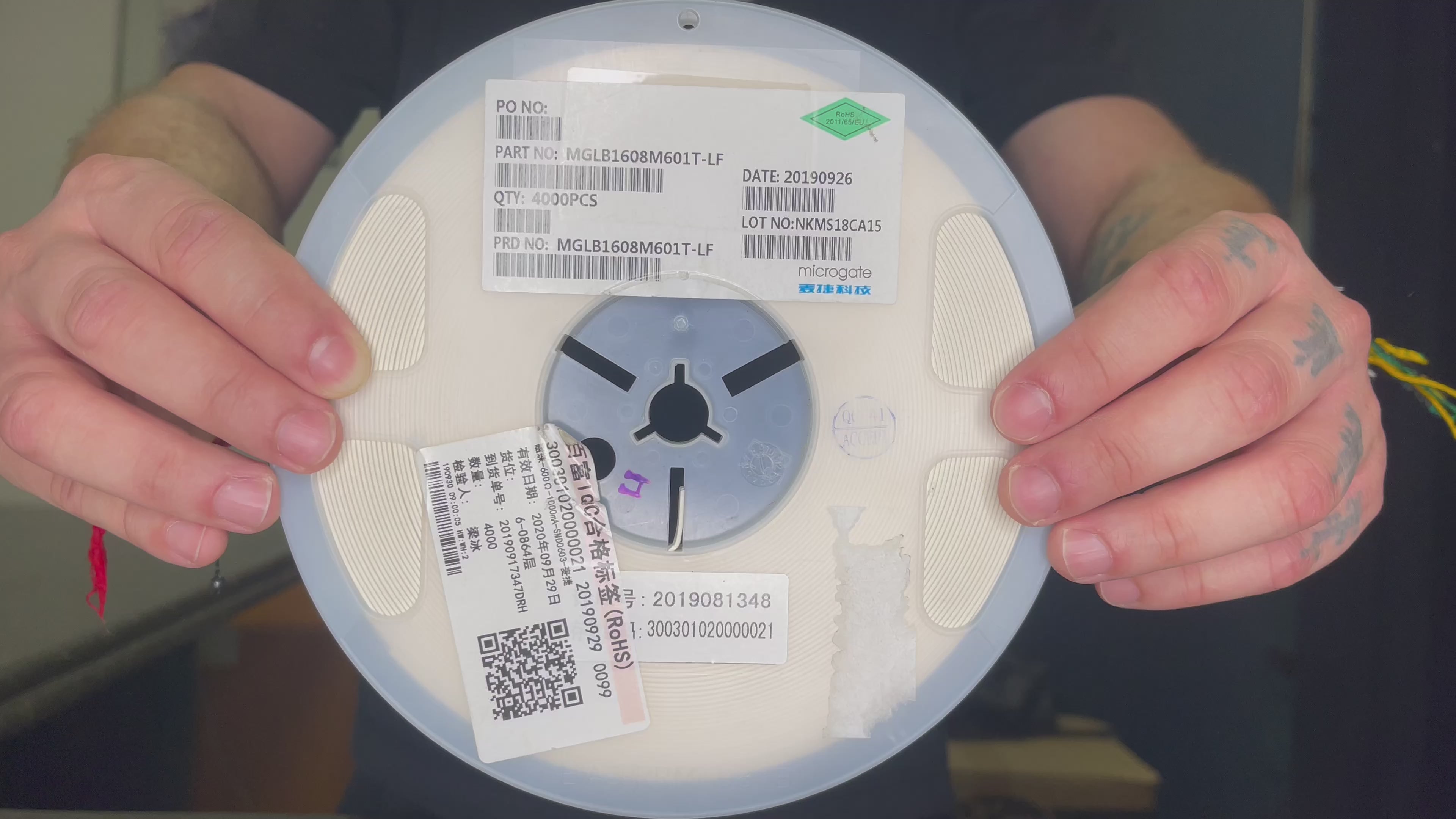 Ferrite SMD 0603, 600 Ohm, 1000mA, P/N:MGLB1608M601, 4000pcs